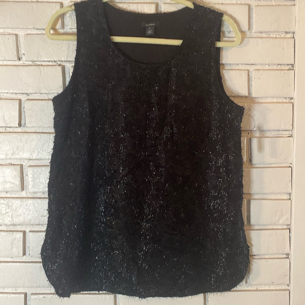Halogen black shimmer sleeveless top